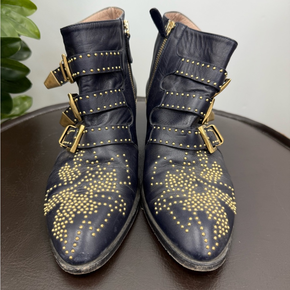 Chloe Studded Black Ankle Boots